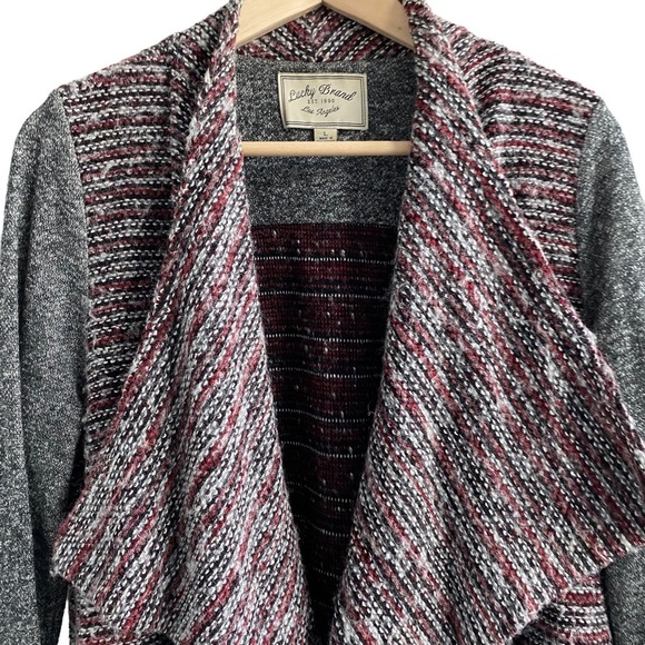 LUCKY Brand Waterfall Cardigan Chunky Knit Open Drape Sweater Wool Blend Cozy - Picture 3 of 14
